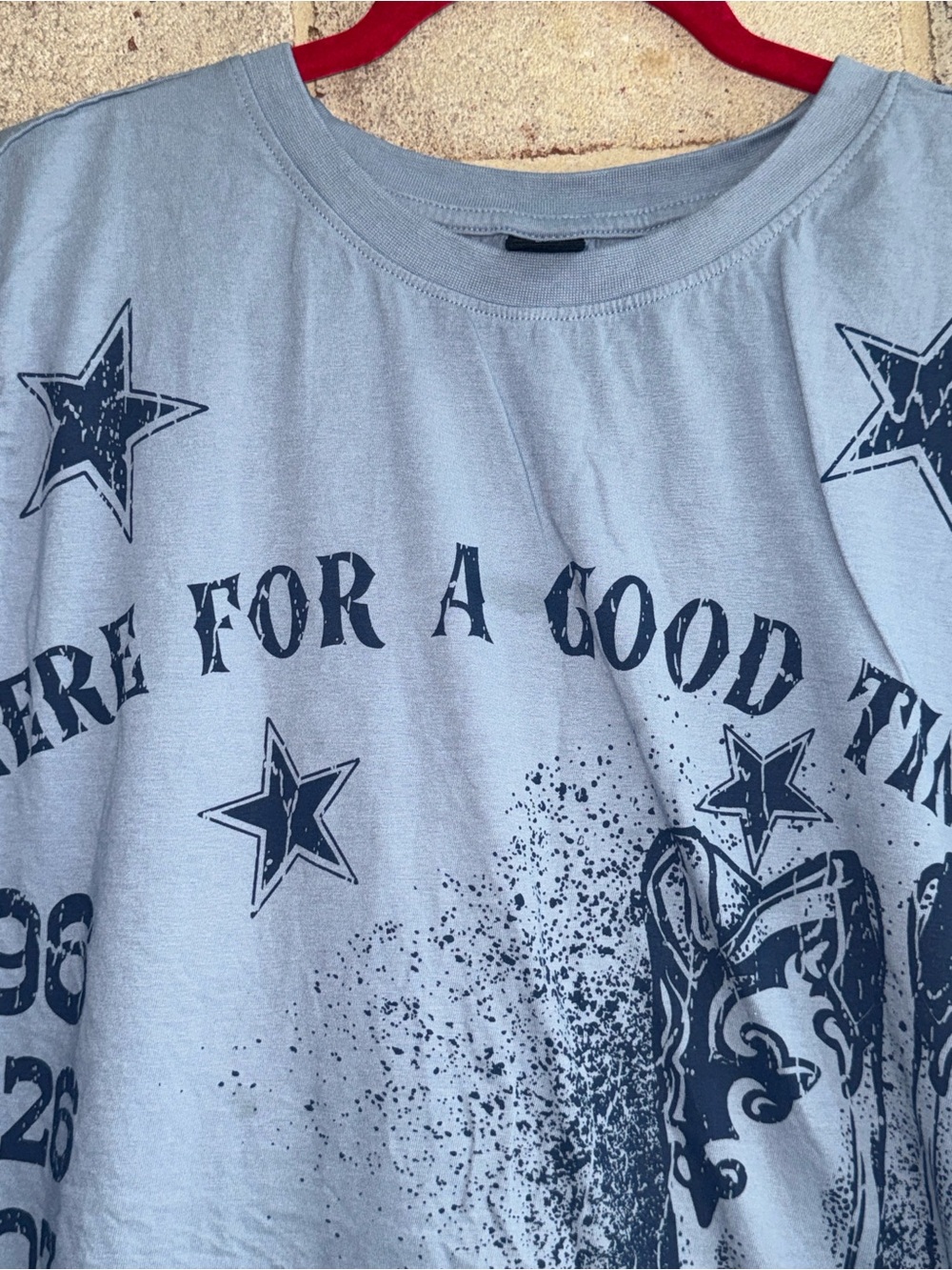 Vibe Light Blue Short Sleeve Tee with Navy Star Graphics